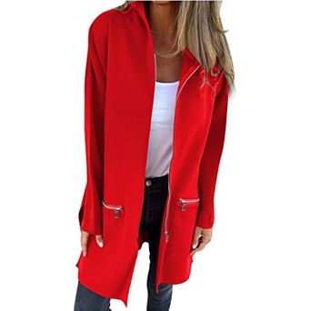 Women Hooded Cardigan Coat Fashion With Pocket Jacket Fall And Winter Coat Casual Outwear