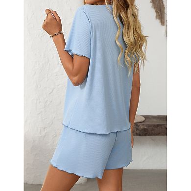 Women's Short Sleeve Tops Shorts 2-Piece Pajama Sets Comfy Outfits