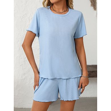Women's Short Sleeve Tops Shorts 2-Piece Pajama Sets Comfy Outfits