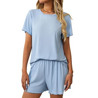 Women's Short Sleeve Tops Shorts 2 pc Pajama Sets Comfy Outfits