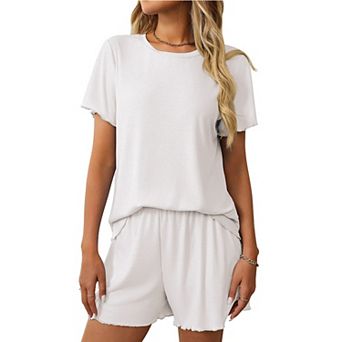 Women's Short Sleeve Tops Shorts 2 pc Pajama Sets Comfy Outfits