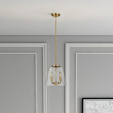 ELEMENT ACE Four Candle Lights Pendant With Clear Glass And Satin Brass Finish