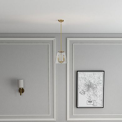 ELEMENT ACE Four Candle Lights Pendant With Clear Glass And Satin Brass Finish