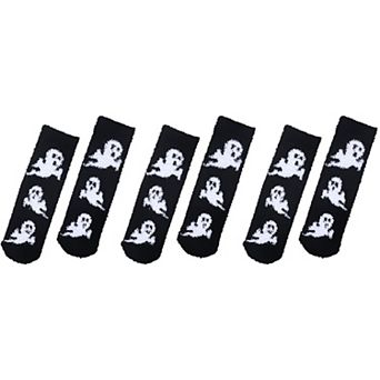 Women's Halloween-Themed 6 pk Fuzzy Socks Warm Mid-Calf Socks for Casual & Festive Wear