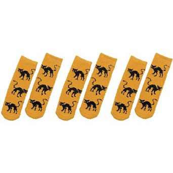 Women's Halloween-Themed 6 pk Fuzzy Socks Warm Mid-Calf Socks for Casual & Festive Wear