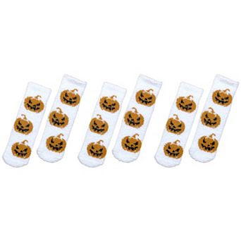 Women's Halloween-Themed 6 pk Fuzzy Socks Warm Mid-Calf Socks for Casual & Festive Wear