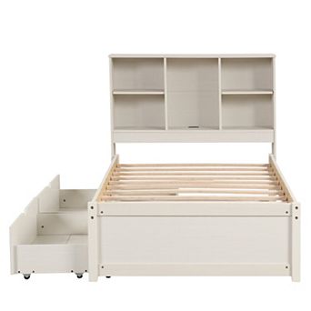 GOODSILO Modern Twin Size Bed Frame with Built-in USB Port and Storage Drawers