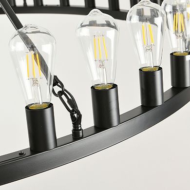 ELEMENT ACE 64 Inch Matte Black Wagon Wheel Chandelier With 30-Lights (No Bulbs)-E26