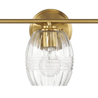ELEMENT ACE Three-Light Vanity Wall Lamp with Clear Glass and Satin Brass Finish