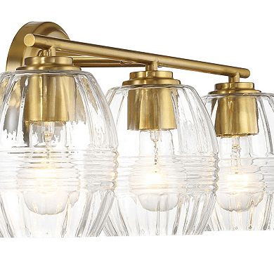 ELEMENT ACE Three-Light Vanity Wall Lamp with Clear Glass and Satin Brass Finish