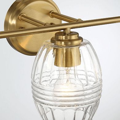 ELEMENT ACE Three-Light Vanity Wall Lamp with Clear Glass and Satin Brass Finish