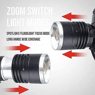 Adjustable LED Headlamp with Rechargeable Battery and Hands-Free Outdoor Lighting