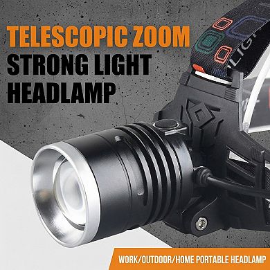 Adjustable LED Headlamp with Rechargeable Battery and Hands-Free Outdoor Lighting