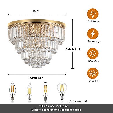 ELEMENT ACE Modern Luxury Crystal Ceiling Chandelier with Iron Frame