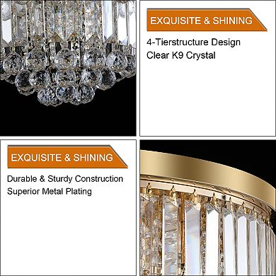ELEMENT ACE Modern Luxury Crystal Ceiling Chandelier with Iron Frame