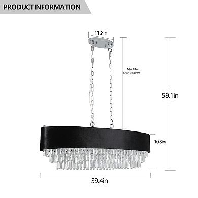 ELEMENT ACE Modern Crystal Chandelier with Adjustable Height and Anti-Glare Shade