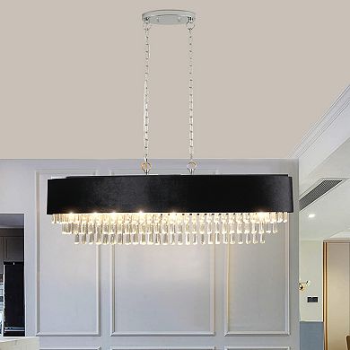 ELEMENT ACE Modern Crystal Chandelier with Adjustable Height and Anti-Glare Shade