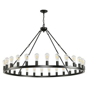 ELEMENT ACE Large Wheel Chandelier with Adjustable Chain for High Ceilings