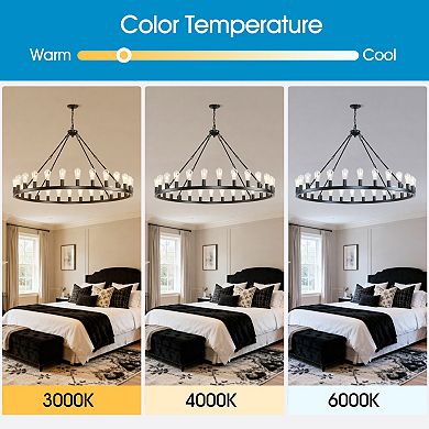 ELEMENT ACE Large Wheel Chandelier with Adjustable Chain for High Ceilings