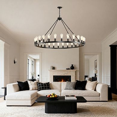 ELEMENT ACE Large Wheel Chandelier with Adjustable Chain for High Ceilings