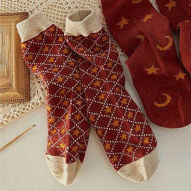 Women's 6pk Cozy Knitted Mid-Calf Socks for Winter & Casual Styling