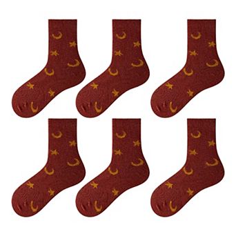 Women's 6 pk Cozy Knitted Mid-Calf Socks for Winter & Casual Styling