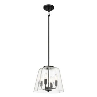 ELEMENT ACE Four Candle Lights Pendant with Clear Glass and Black Finish