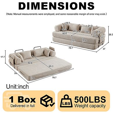 GOODSILO Convertible Sleeper Sofa Bed with Storage Pocket and Cylindrical Pillow