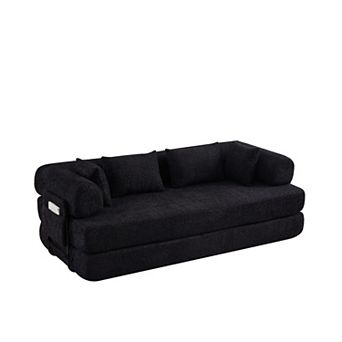 GOODSILO Convertible Sleeper Sofa Bed with Storage Pocket and Cylindrical Pillow