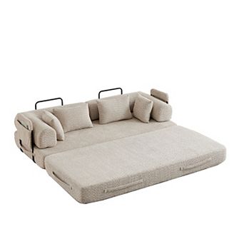 GOODSILO Convertible Sleeper Sofa Bed with Storage Pocket and Cylindrical Pillow
