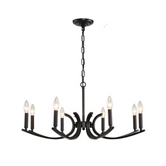 ELEMENT ACE 8-Light Farmhouse Chandelier Adjustable Height Industrial Metal Fixture