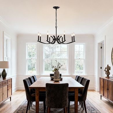 ELEMENT ACE 8-Light Farmhouse Chandelier Adjustable Height Industrial Metal Fixture