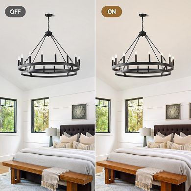 ELEMENT ACE Industrial Farmhouse Wagon Wheel Style Ceiling Light Fixture