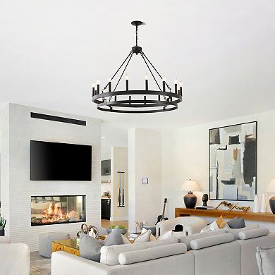 ELEMENT ACE Industrial Farmhouse Wagon Wheel Style Ceiling Light Fixture