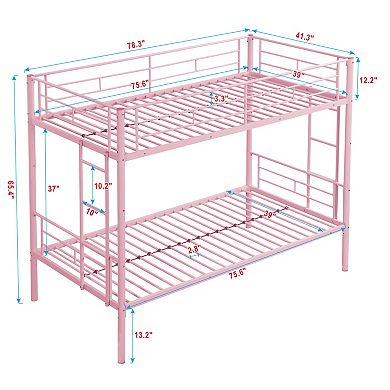 GOODSILO Space-Saving Twin Over Twin Metal Bunk Bed Frame with Stairs