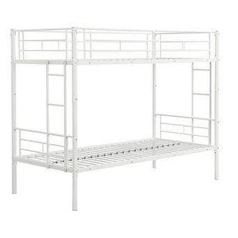 GOODSILO Space-Saving Twin Over Twin Metal Bunk Bed Frame with Stairs