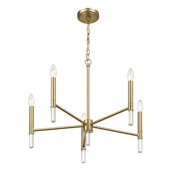ELEMENT ACE Five Light Golden Brass Candle Style Chandelier Fixture