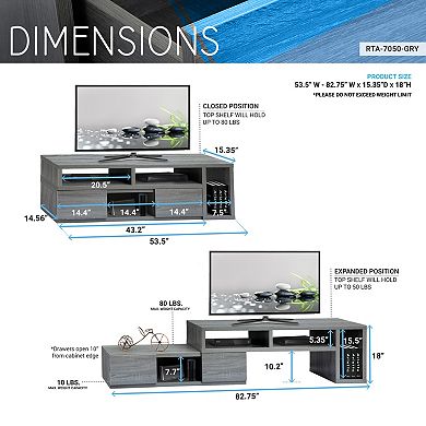 GOODSILO Expandable TV Stand Console with Adjustable Width and Storage Drawers