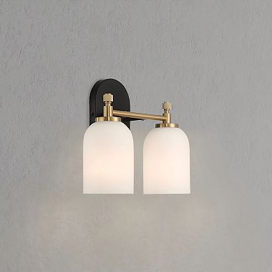 ELEMENT ACE Traditional Style Two Light Vanity Over Mirror Wall Sconce with Frosted Glass