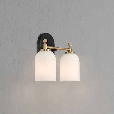 ELEMENT ACE Traditional Style Two Light Vanity Over Mirror Wall Sconce with Frosted Glass