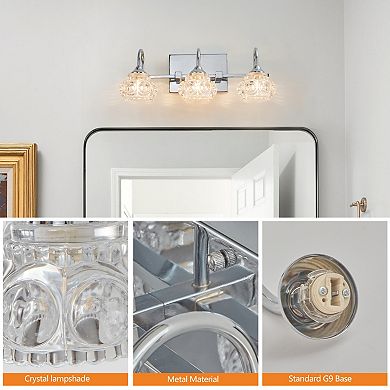 ELEMENT ACE Vintage Crystal Glass Vanity Light Fixture with Clear Glass Shades