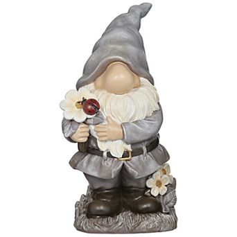 Roman Gnome with Flowers Statue Outdoor Decor