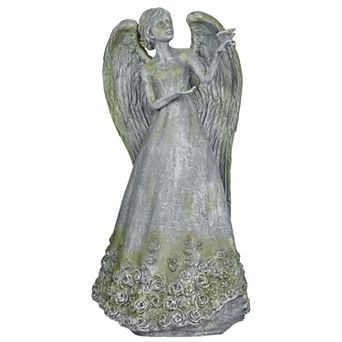 Roman Rose Angel with Dove Garden Statue Outdoor Decor