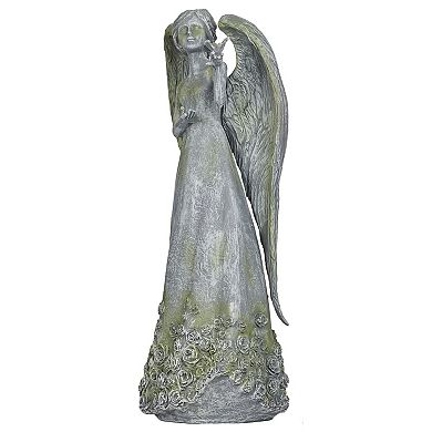 Roman Rose Angel with Dove Garden Statue Outdoor Decor