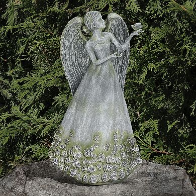 Roman Rose Angel with Dove Garden Statue Outdoor Decor