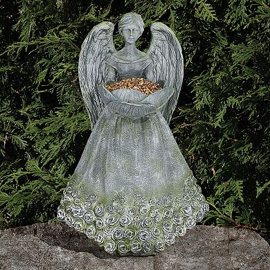 Roman Rose Angel Bird Feeder Outdoor Decor