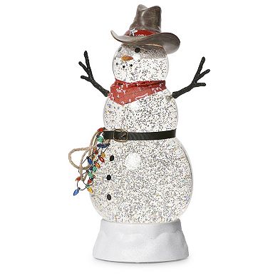 Roman Lighted Swirl Cowboy Snowman 10.5-inch Table Decor
