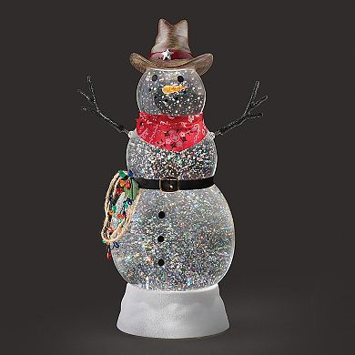 Roman Lighted Swirl Cowboy Snowman 10.5-inch Table Decor