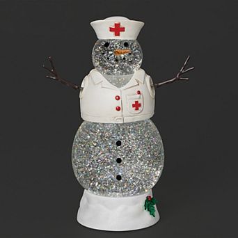 Roman Lighted Swirl Healthcare Snowman 11-inch Table Decor