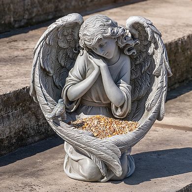 Roman Kneeling Angel Birdfeeder Outdoor Decor